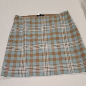 Talbots Checked Skirt in Tan and Light Green